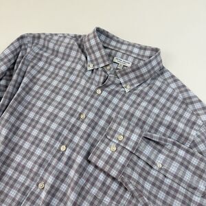 Peter Millar Summer Comfort Mens XL Long Sleeve Plaid Shirt Button Down Stretch